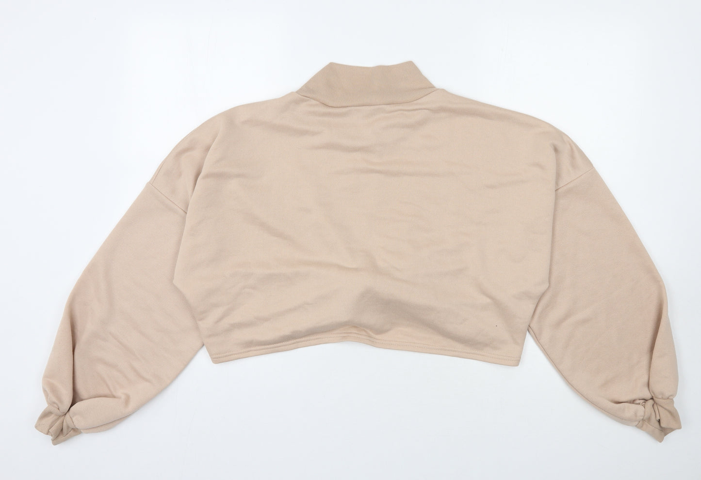 Boohoo Womens Beige  Polyester Pullover Sweatshirt Size 24  Pullover - Cropped