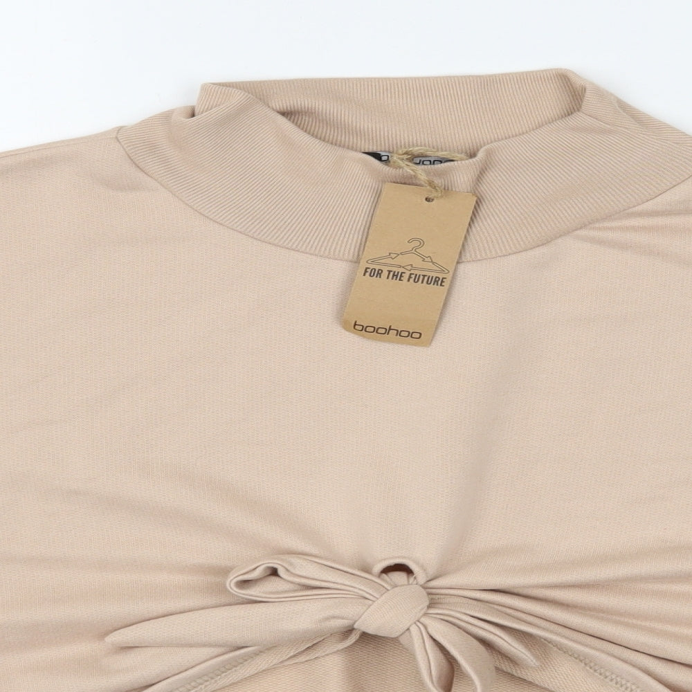 Boohoo Womens Beige  Polyester Pullover Sweatshirt Size 24  Pullover - Cropped