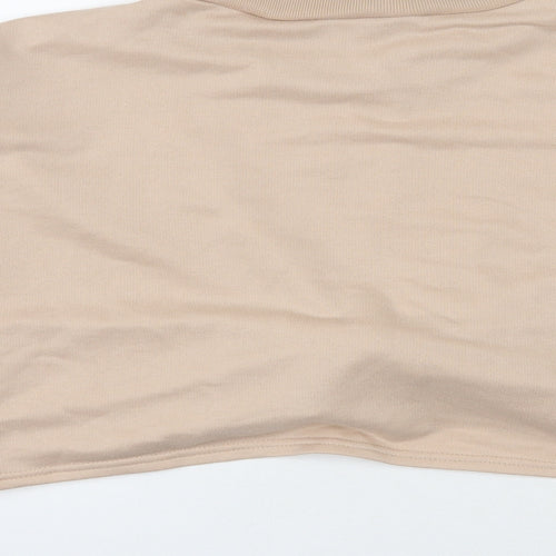 Boohoo Womens Beige  Polyester Pullover Sweatshirt Size 24  Pullover - Cropped