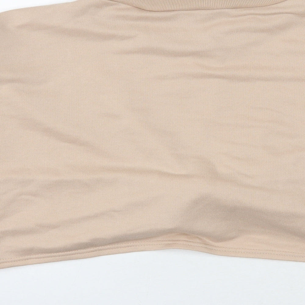 Boohoo Womens Beige  Polyester Pullover Sweatshirt Size 24  Pullover - Cropped