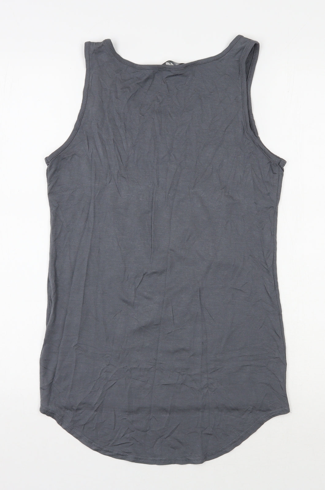 Peacocks Womens Grey  Viscose Basic Tank Size 10 Scoop Neck
