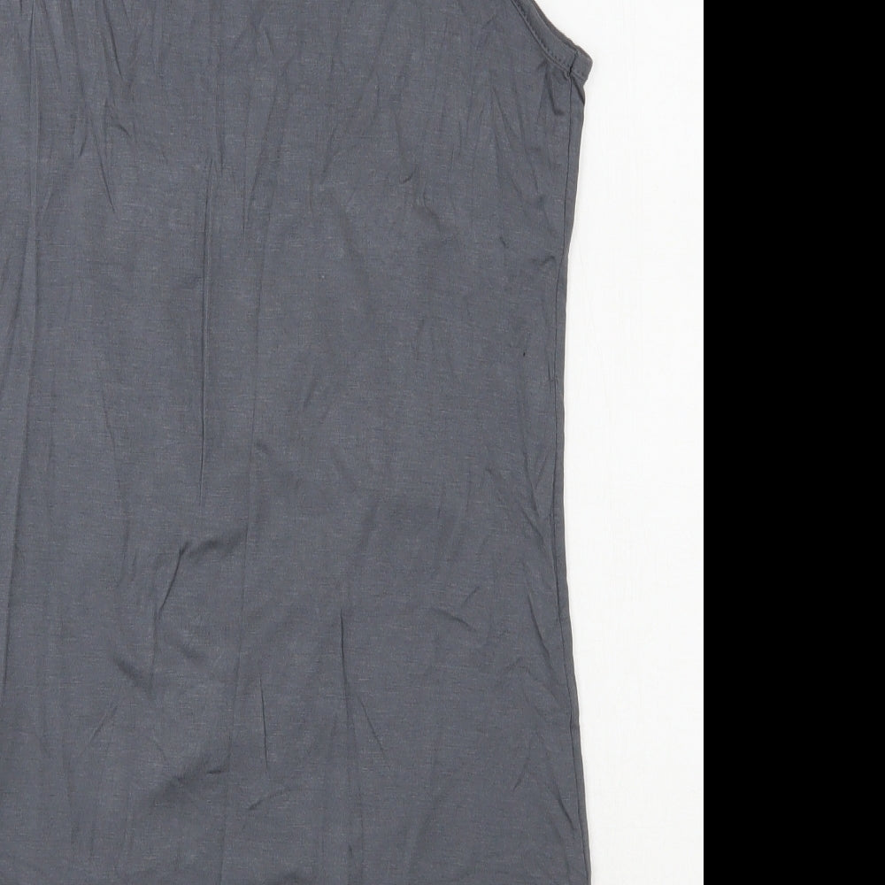 Peacocks Womens Grey  Viscose Basic Tank Size 10 Scoop Neck