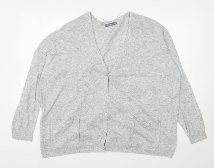 Bershka Womens Grey V-Neck  Polyester Cardigan Jumper Size S