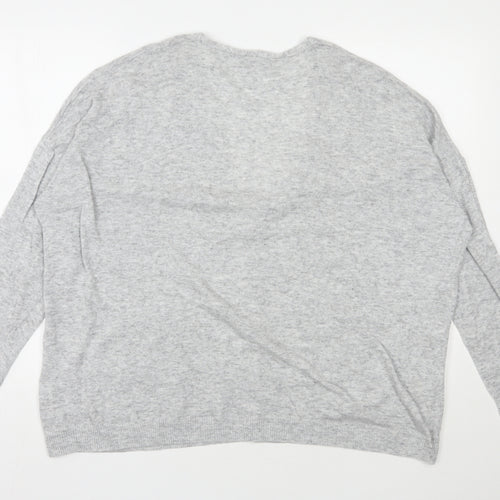 Bershka Womens Grey V-Neck  Polyester Cardigan Jumper Size S