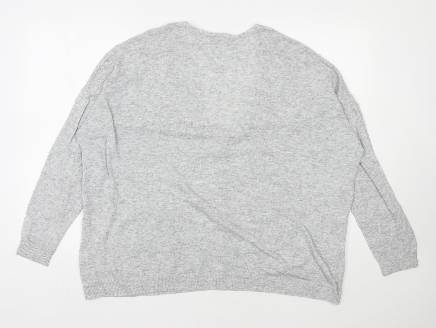 Bershka Womens Grey V-Neck  Polyester Cardigan Jumper Size S