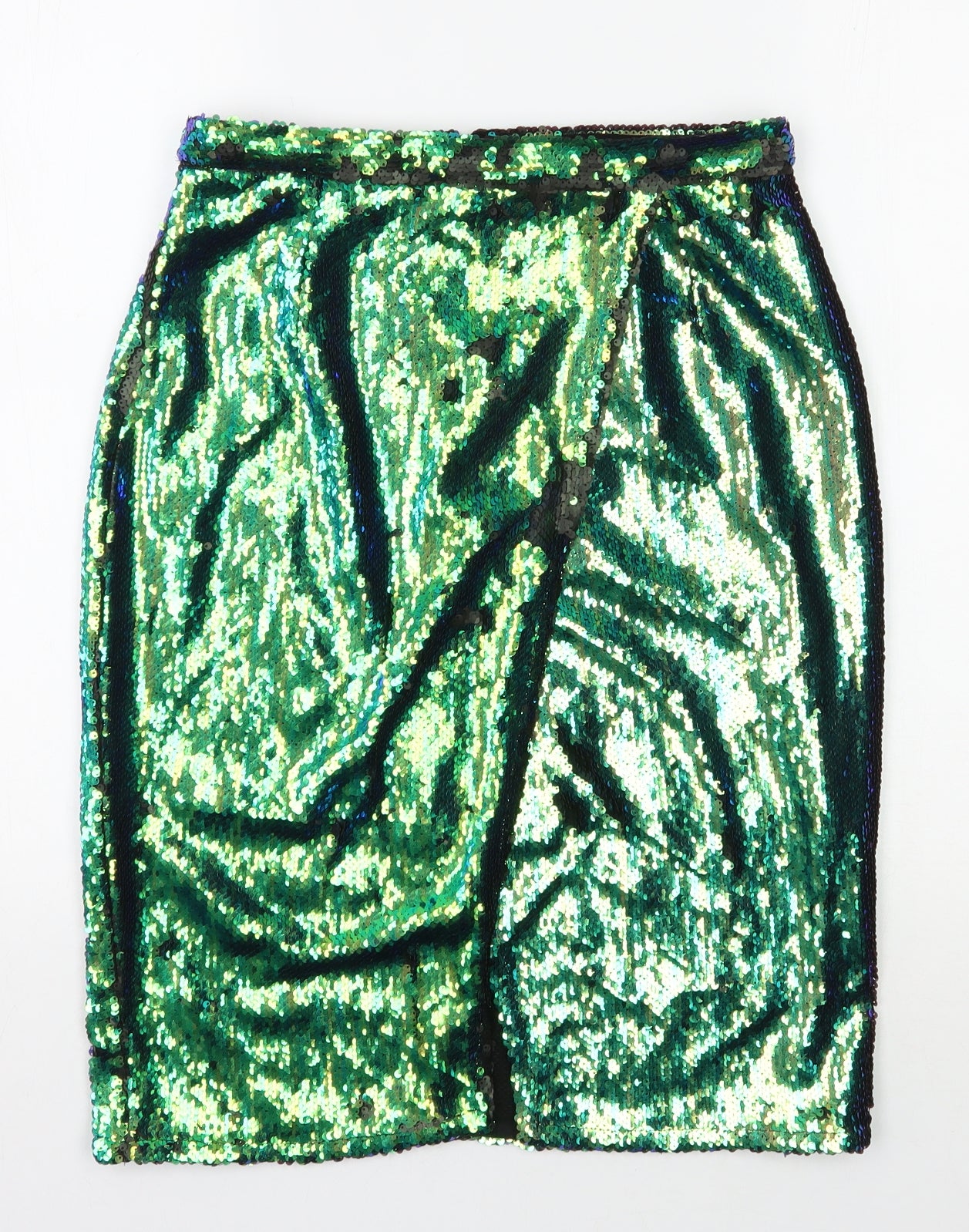 River Island Womens Green  Polyester Straight & Pencil Skirt Size 10   Zip