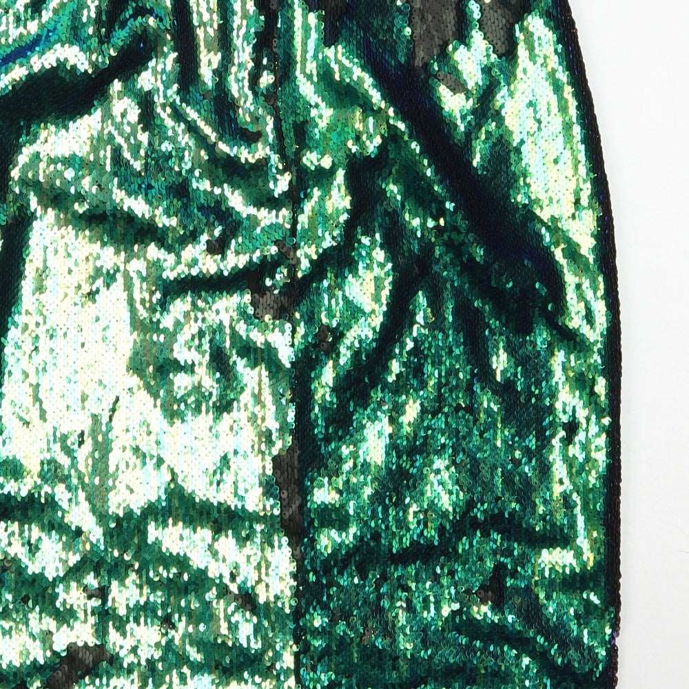 River Island Womens Green  Polyester Straight & Pencil Skirt Size 10   Zip