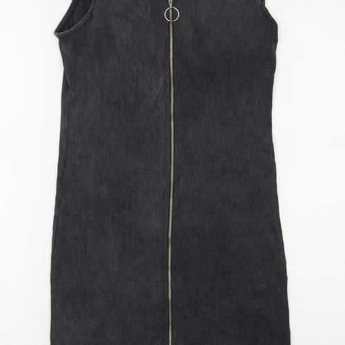 Mango Womens Grey  Polyester Bodycon  Size S  Scoop Neck Zip