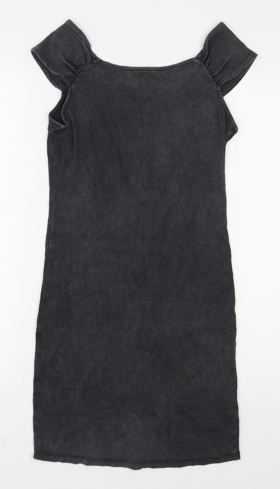 Mango Womens Grey  Polyester Bodycon  Size S  Scoop Neck Zip
