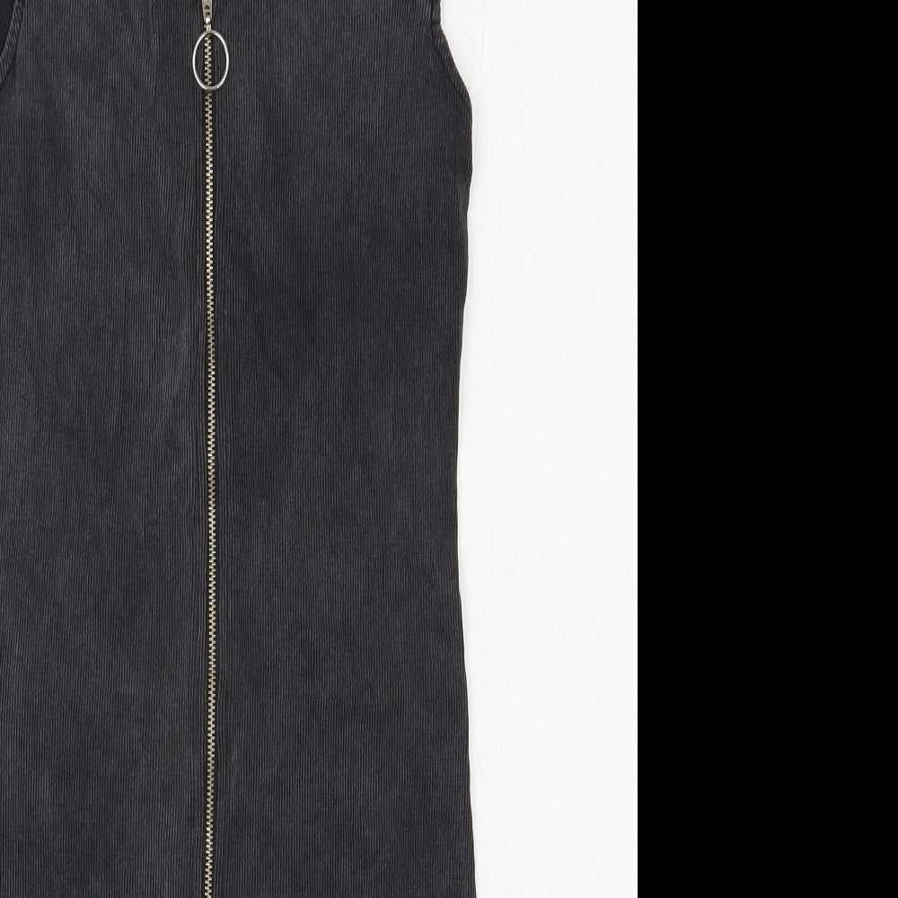 Mango Womens Grey  Polyester Bodycon  Size S  Scoop Neck Zip