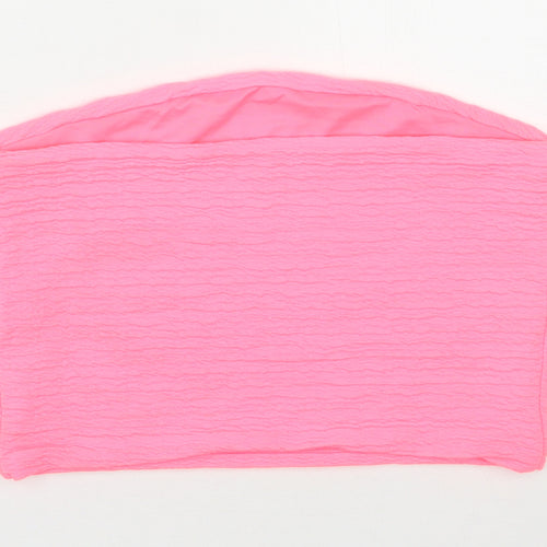 River Island Womens Pink  Polyester Cropped T-Shirt Size 12 Off the Shoulder