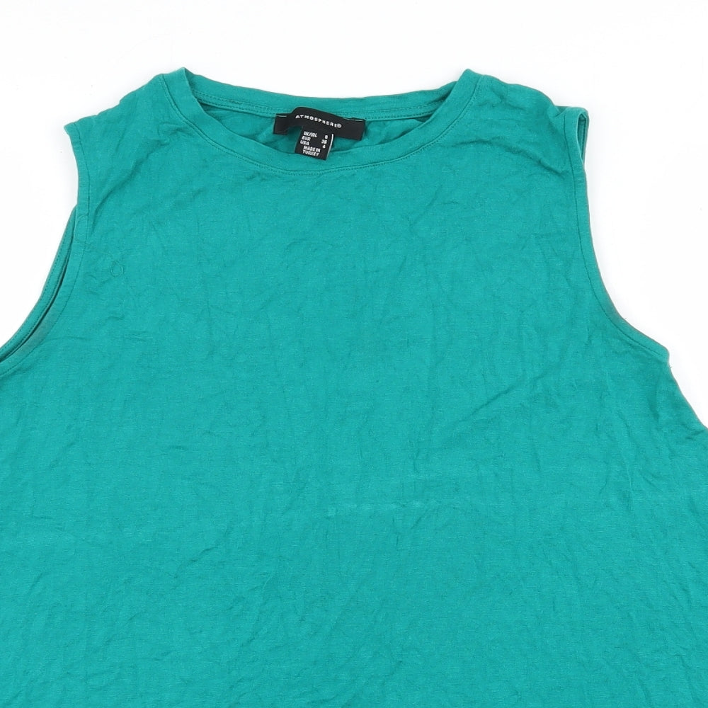 Atmosphere Womens Green  Viscose Jersey Tank Size 8 Round Neck