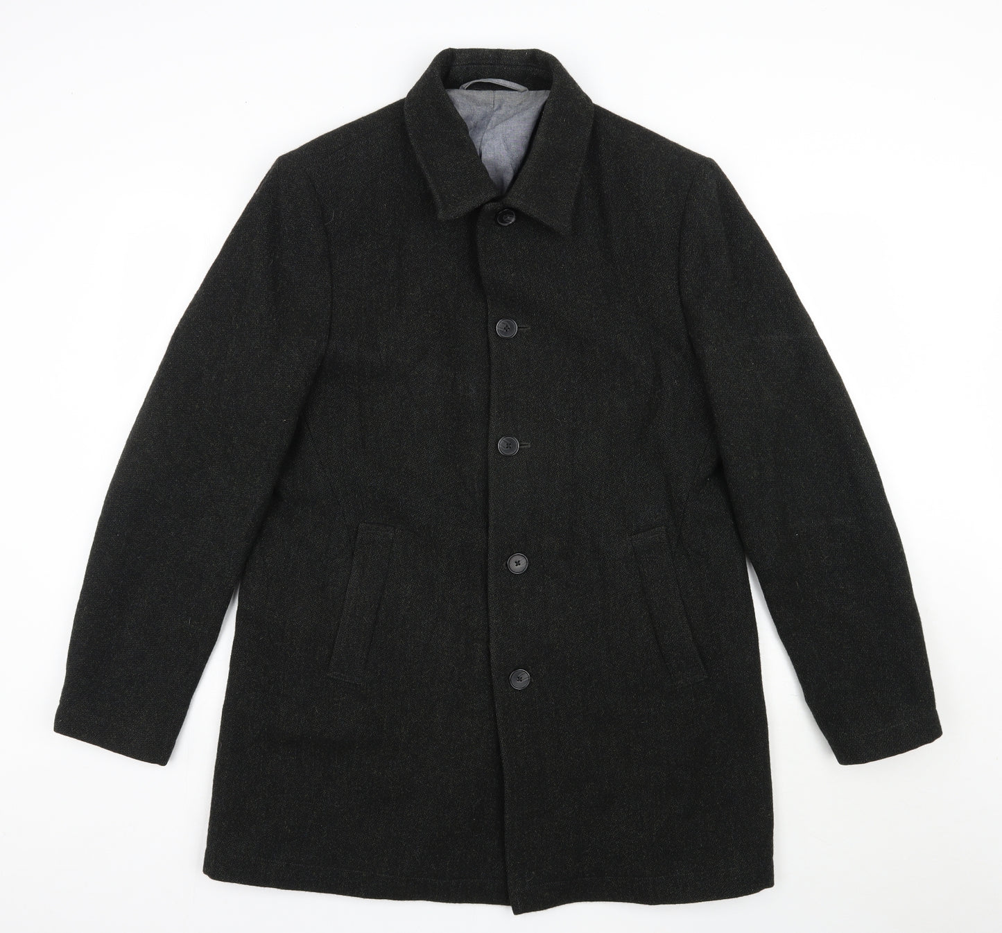 NEXT Mens Green   Pea Coat Coat Size L  Button
