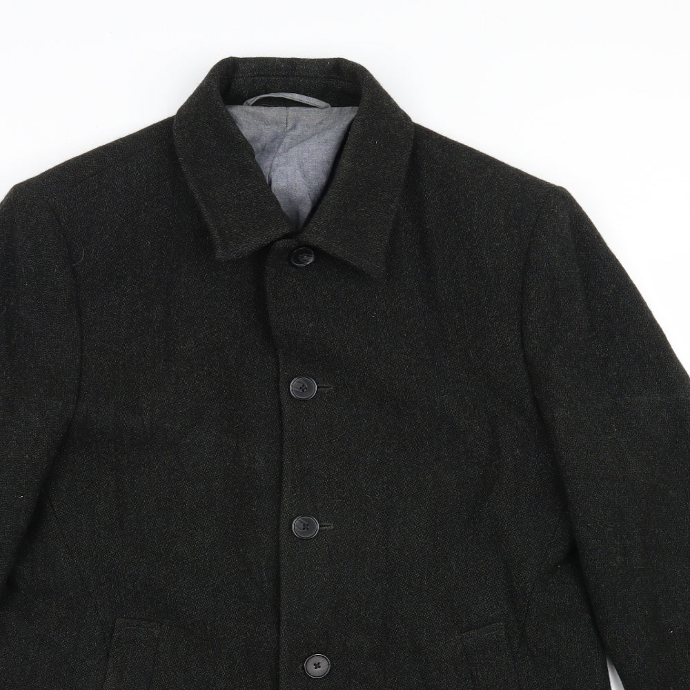 NEXT Mens Green   Pea Coat Coat Size L  Button