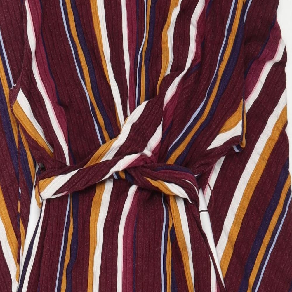 Bershka Womens Multicoloured Striped Polyester Bodycon  Size S  Round Neck Pullover