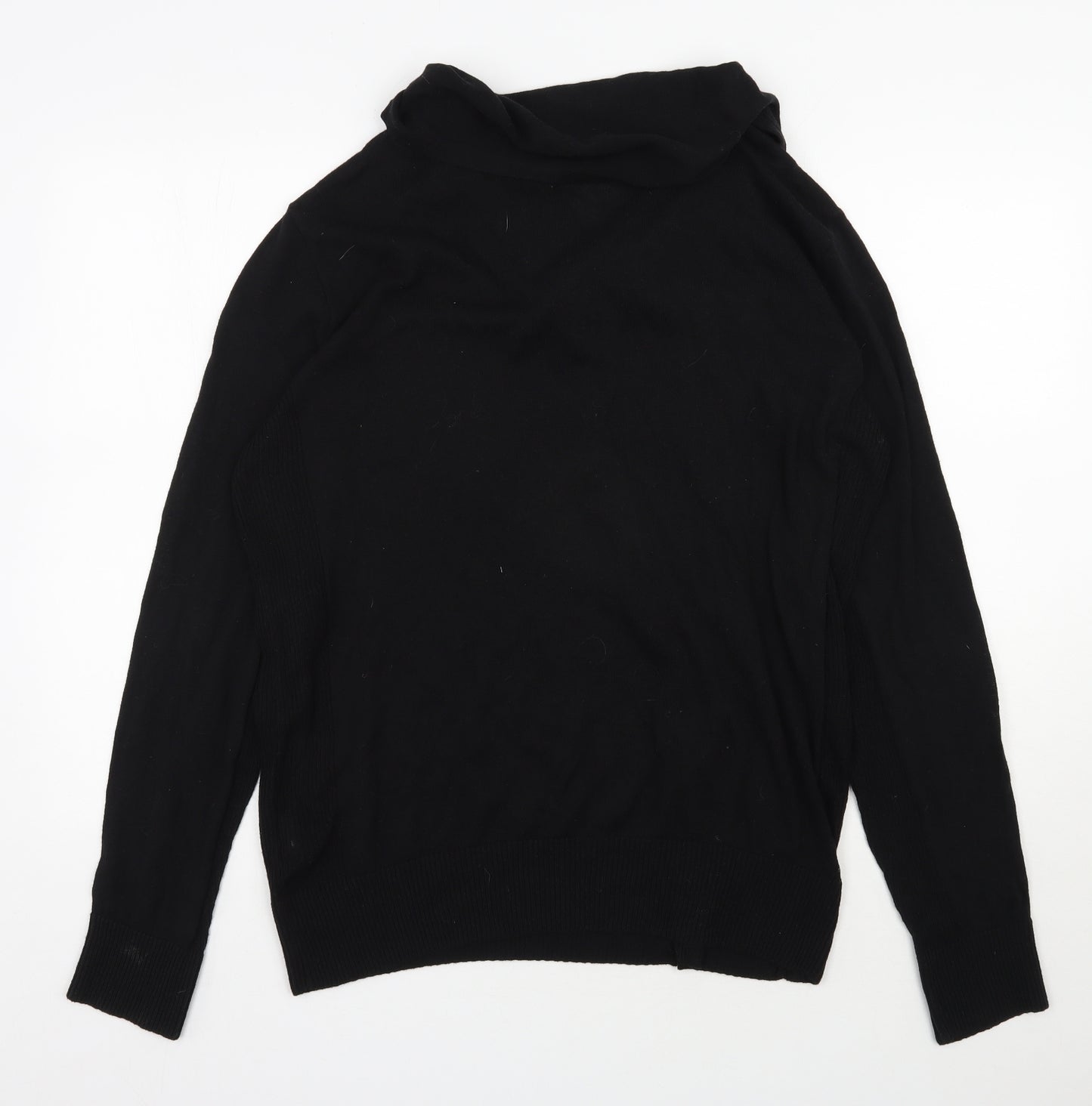 River Island Mens Black Roll Neck  Cotton Cardigan Jumper Size XL