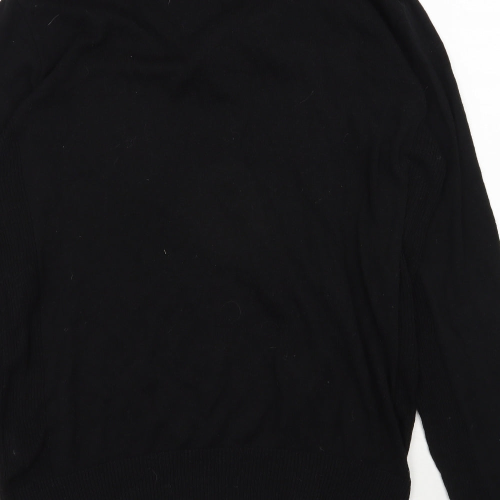 River Island Mens Black Roll Neck  Cotton Cardigan Jumper Size XL