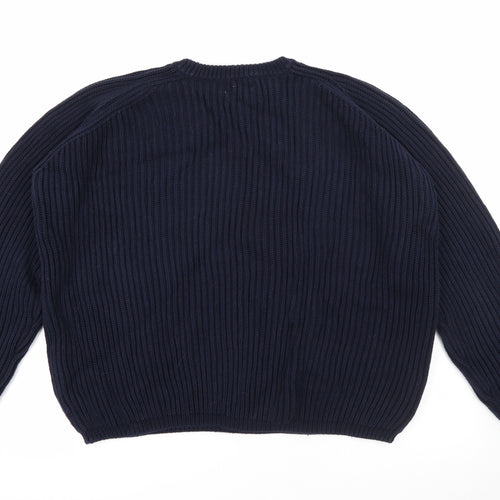 Joseph Homme Mens Blue Crew Neck  Cotton Pullover Jumper Size XL