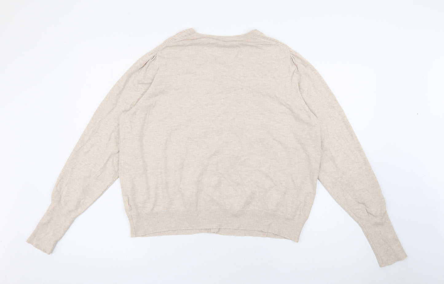 Marks and Spencer Womens Beige Crew Neck  Viscose Cardigan Jumper Size 18