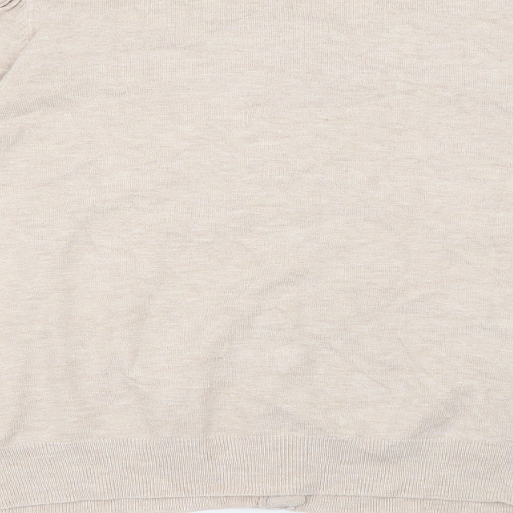 Marks and Spencer Womens Beige Crew Neck  Viscose Cardigan Jumper Size 18