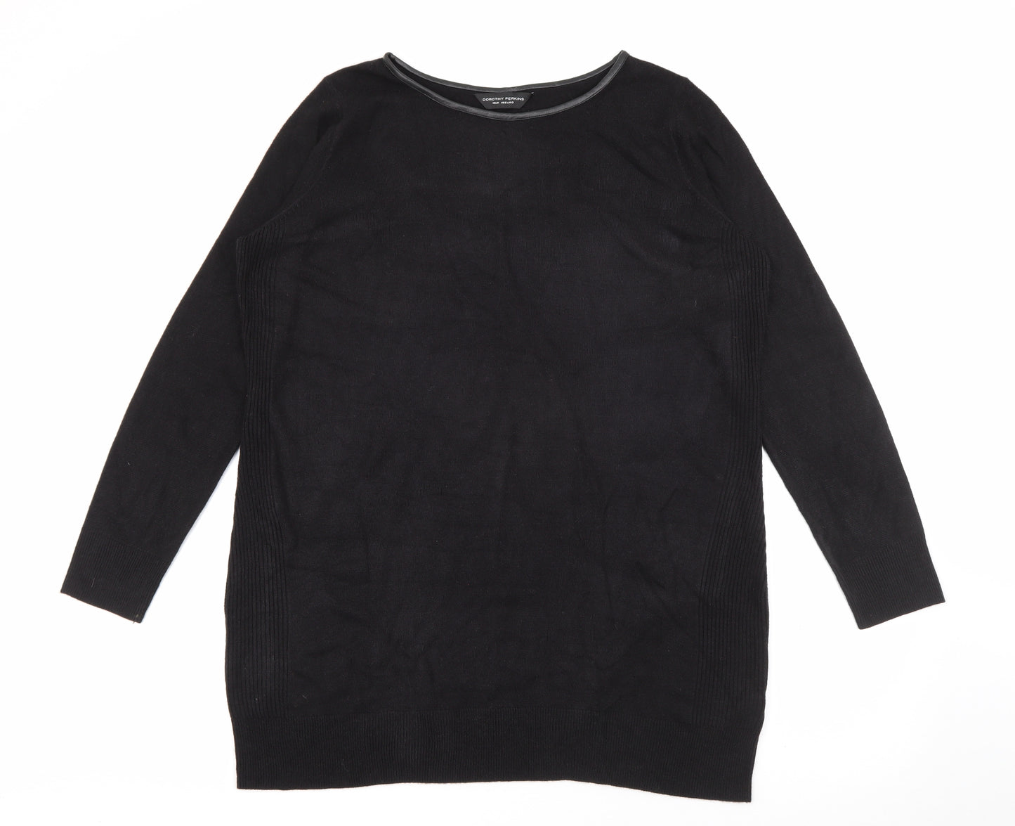Dorothy Perkins Womens Black Scoop Neck  Acrylic Pullover Jumper Size 16