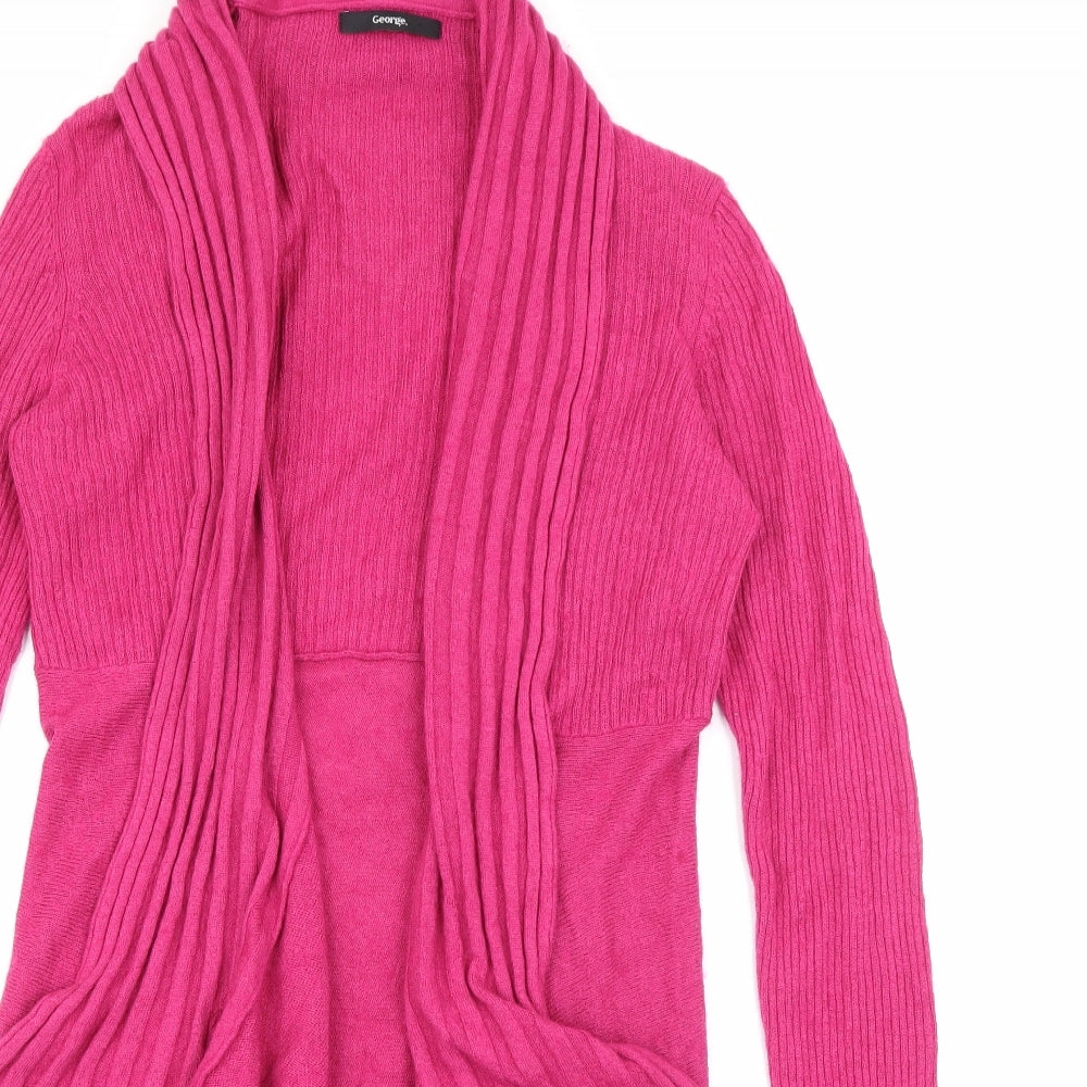 George Womens Pink V-Neck  Nylon Cardigan Jumper Size 14