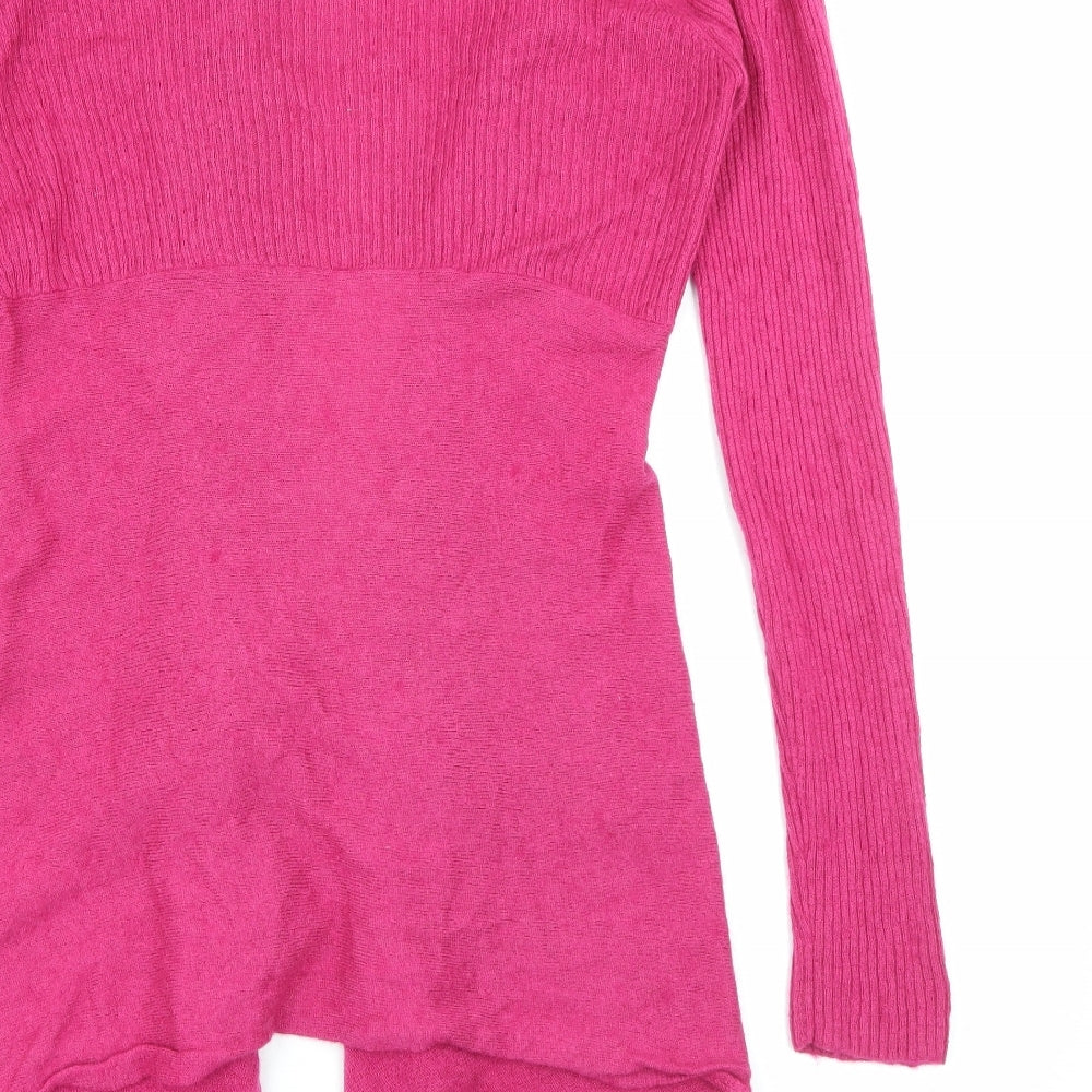George Womens Pink V-Neck  Nylon Cardigan Jumper Size 14