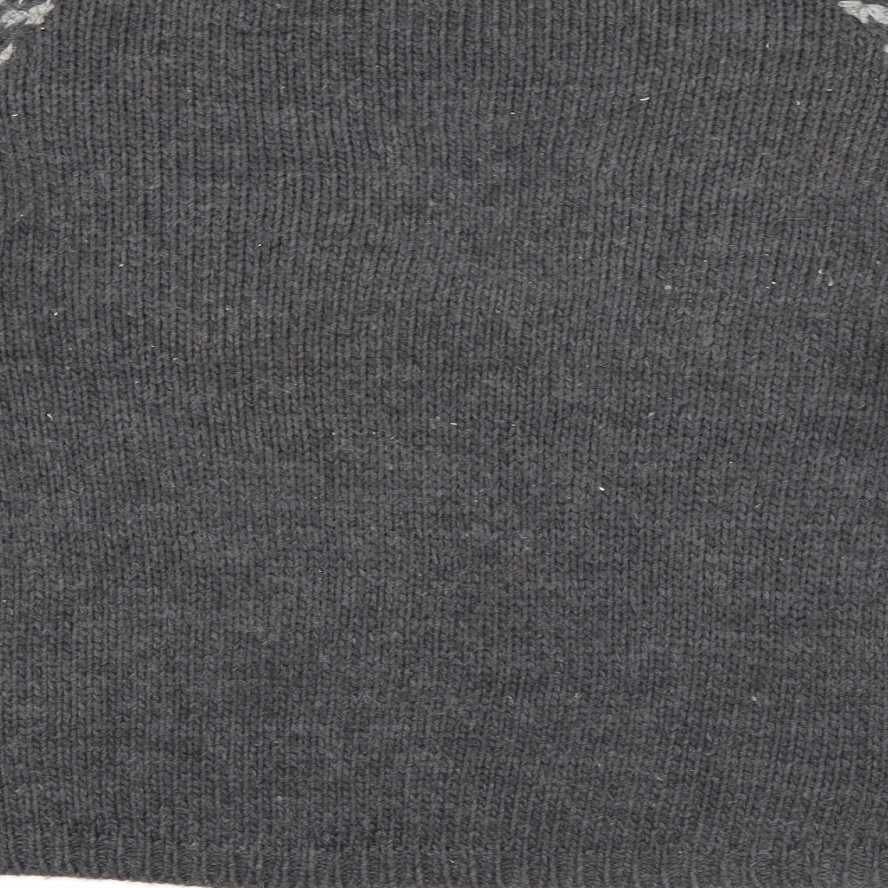 TU Womens Grey Collared Geometric Acrylic Pullover Jumper Size 14
