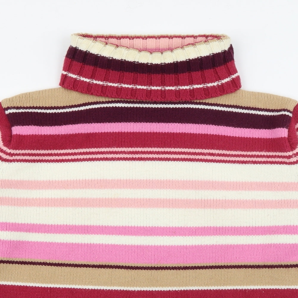 MK One Womens Pink Roll Neck Striped Acrylic Pullover Jumper Size S