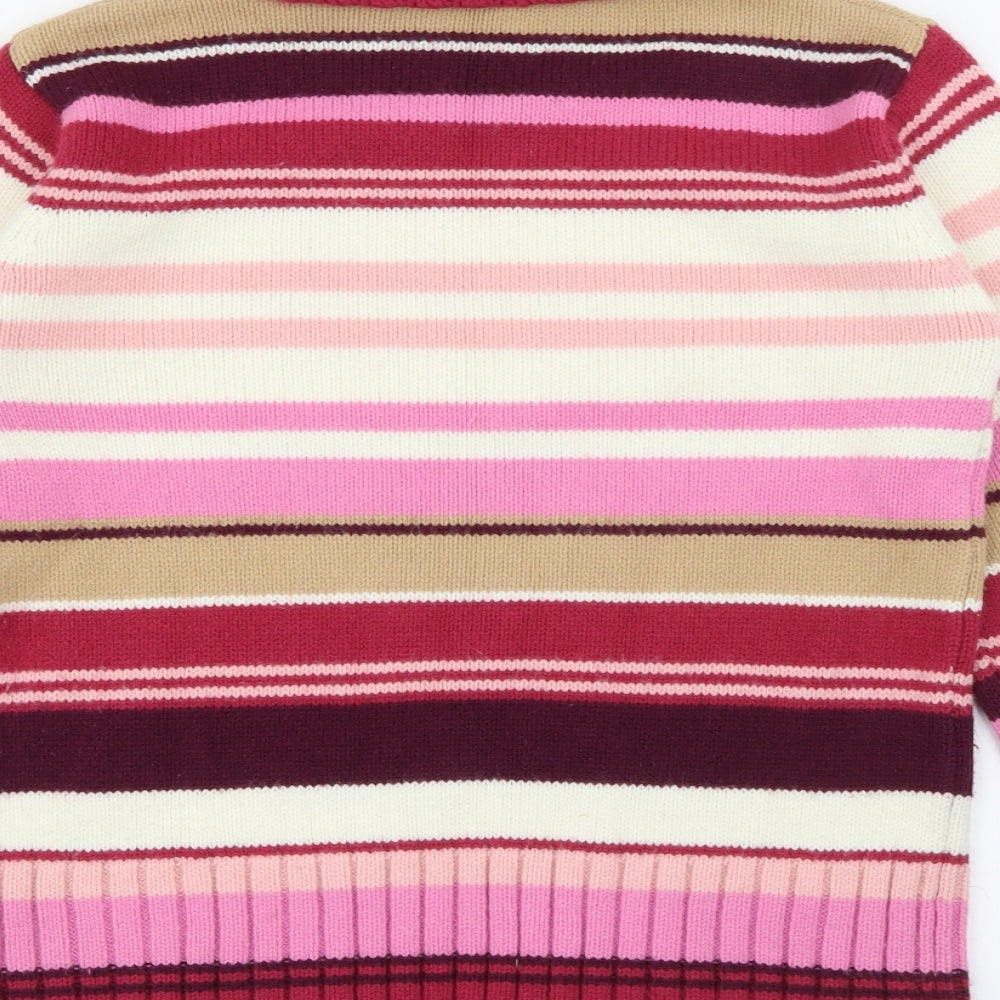 MK One Womens Pink Roll Neck Striped Acrylic Pullover Jumper Size S