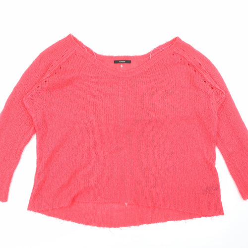 George Womens Red Scoop Neck  Acrylic Pullover Jumper Size 16