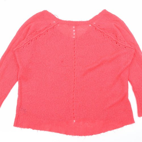 George Womens Red Scoop Neck  Acrylic Pullover Jumper Size 16