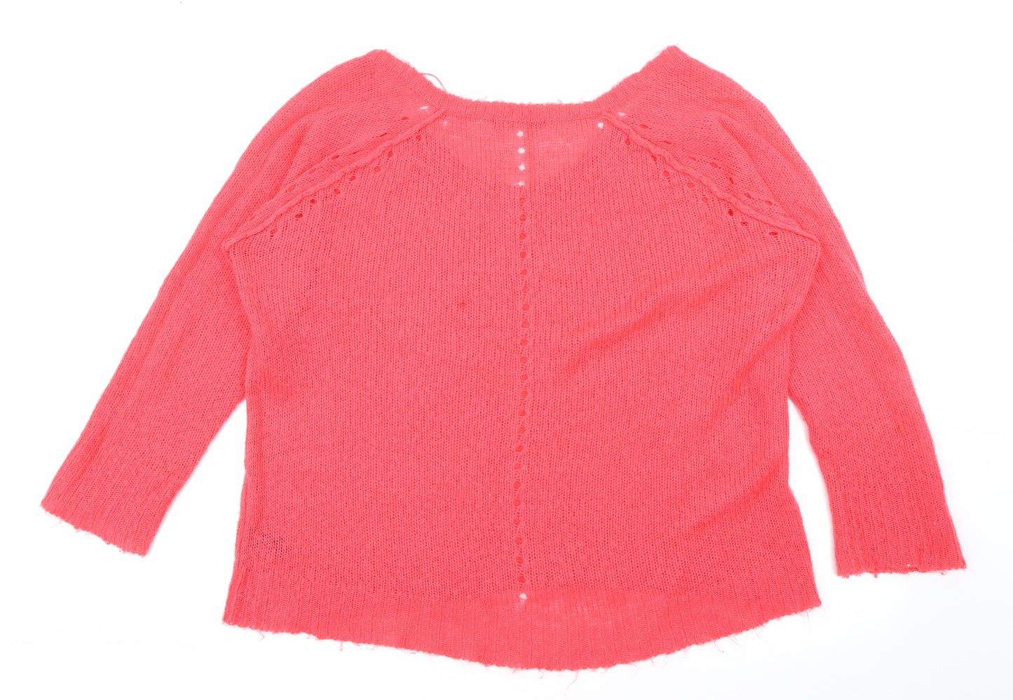 George Womens Red Scoop Neck  Acrylic Pullover Jumper Size 16