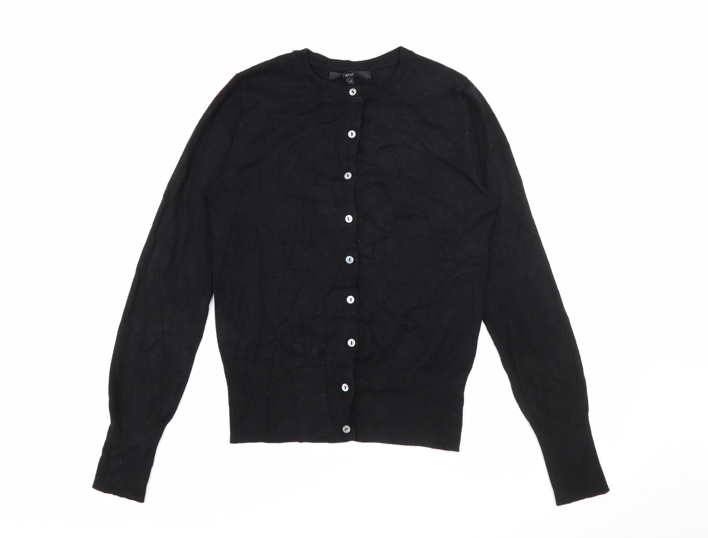 NEXT Womens Black Crew Neck  Viscose Cardigan Jumper Size 10