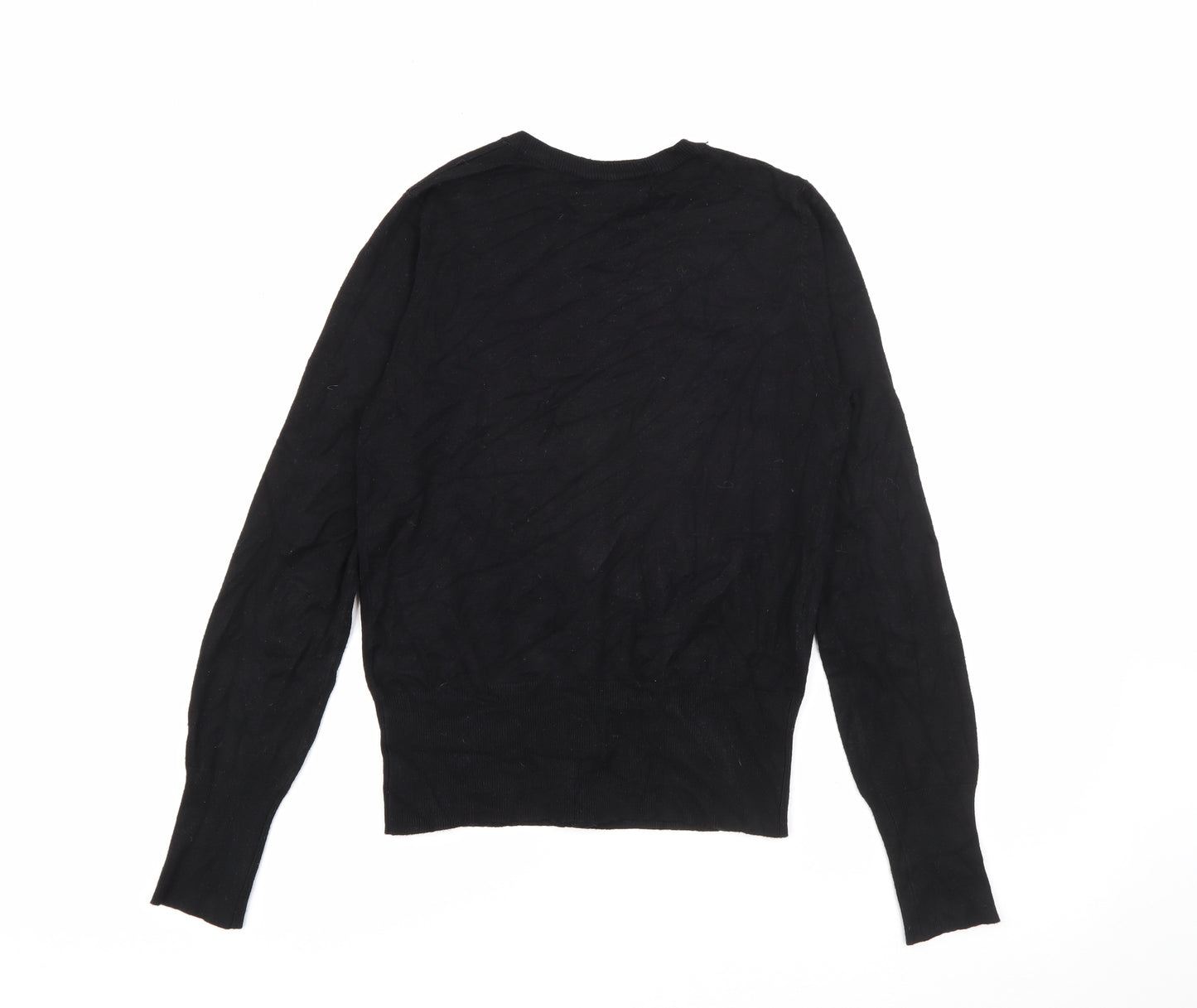NEXT Womens Black Crew Neck  Viscose Cardigan Jumper Size 10