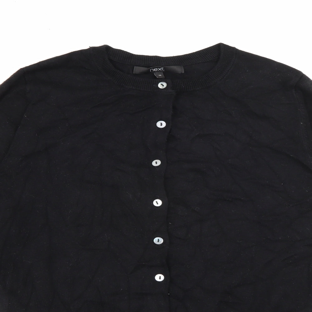 NEXT Womens Black Crew Neck  Viscose Cardigan Jumper Size 10