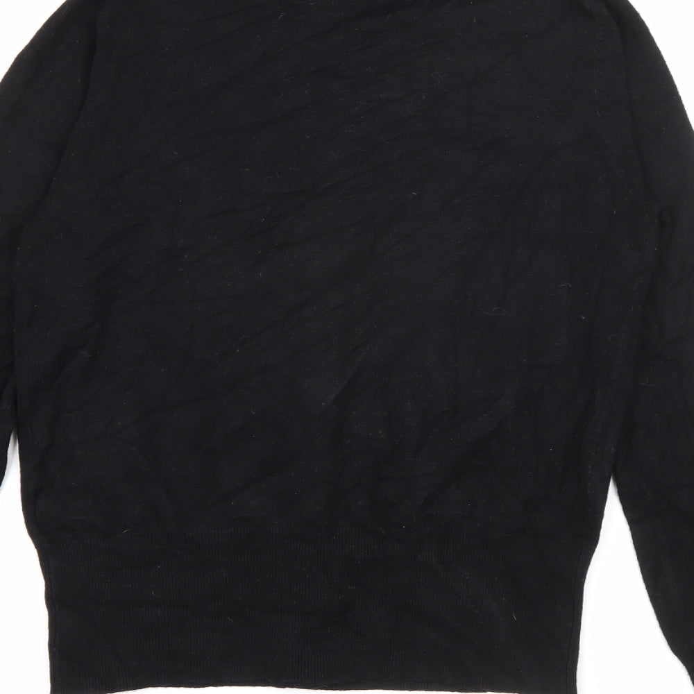 NEXT Womens Black Crew Neck  Viscose Cardigan Jumper Size 10