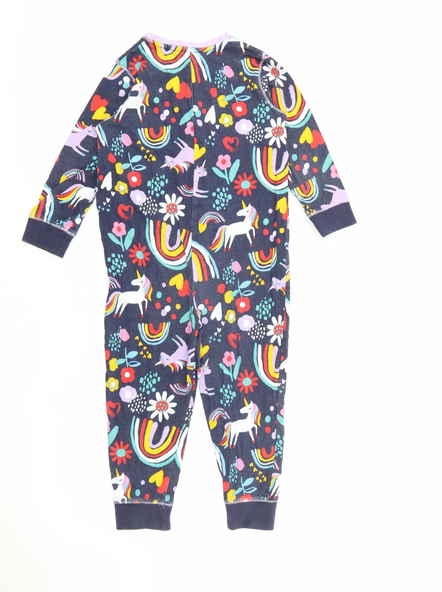 TU Girls Multicoloured Solid Cotton Capri One Piece Size 3-4 Years  Snap - Unicorn Rainbow