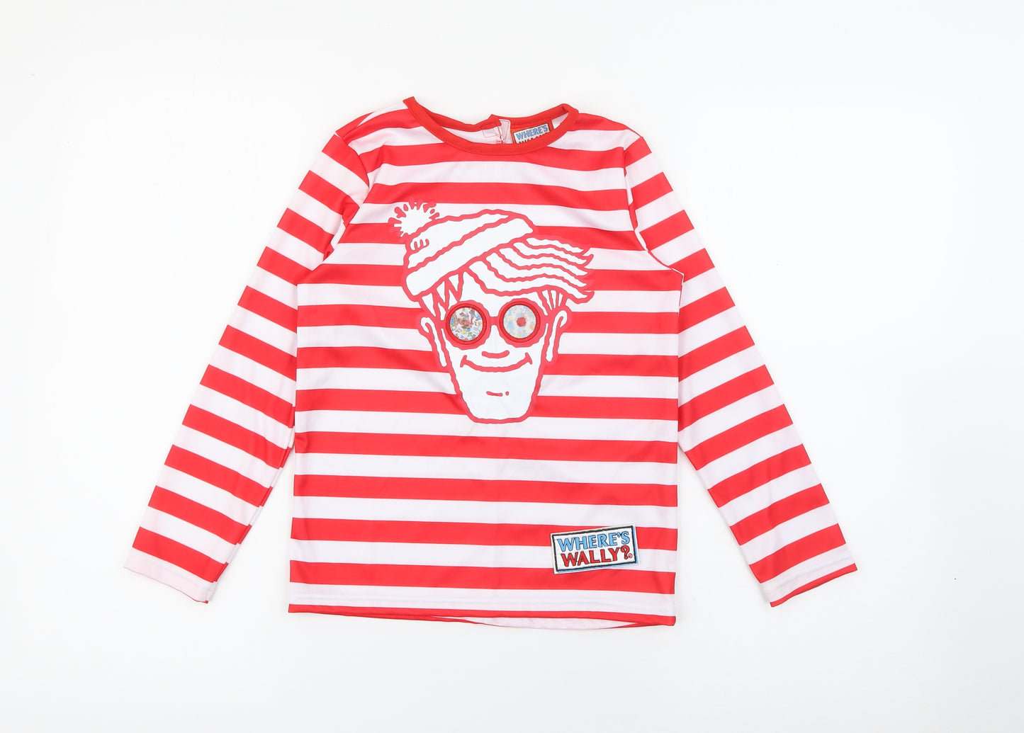 TU Boys Red Round Neck Striped Polyester Pullover Jumper Size 7-8 Years   - Where's Wally?