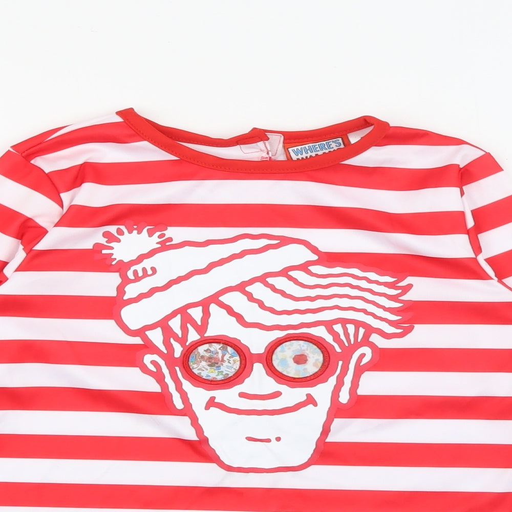 TU Boys Red Round Neck Striped Polyester Pullover Jumper Size 7-8 Years   - Where's Wally?