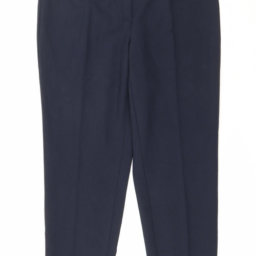 Marks and Spencer Womens Blue  Polyester Trousers  Size 12 L26 in Regular Zip