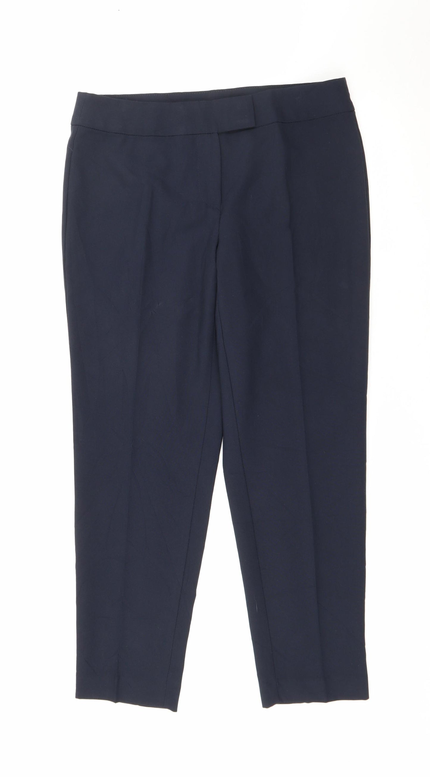 Marks and Spencer Womens Blue  Polyester Trousers  Size 12 L26 in Regular Zip