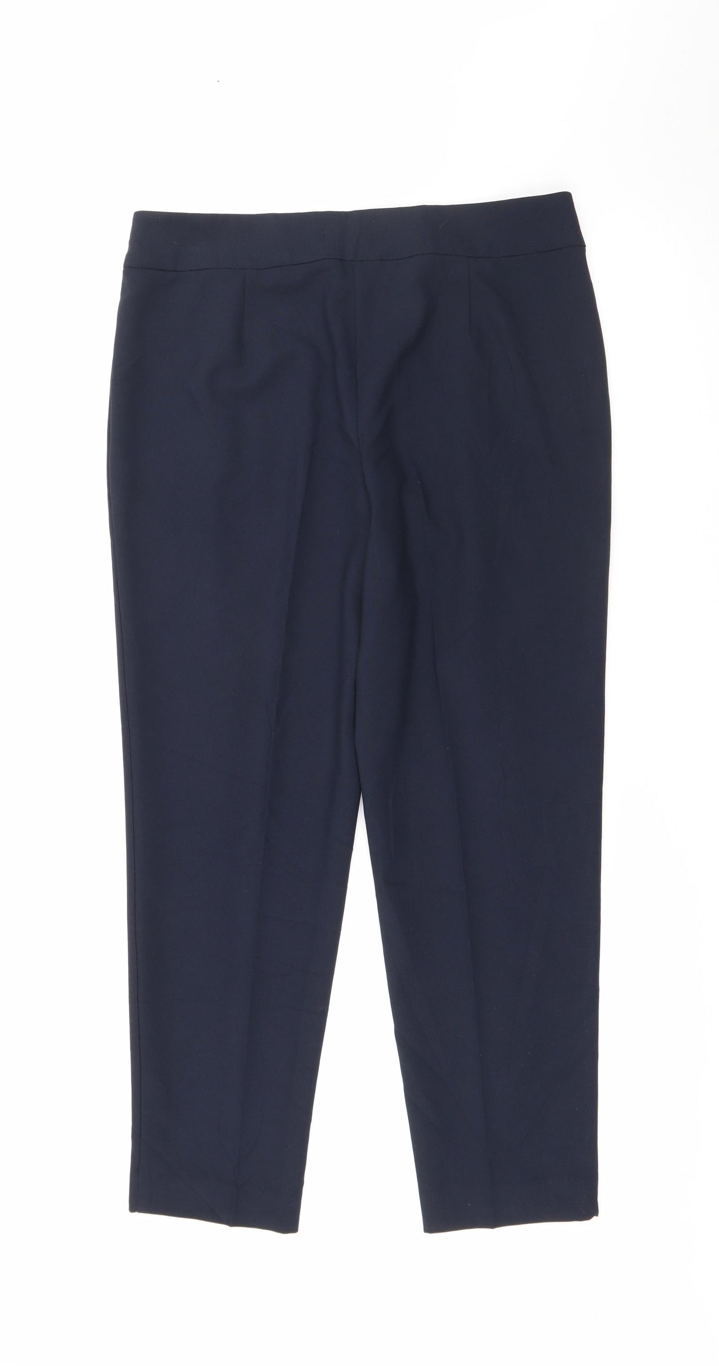 Marks and Spencer Womens Blue  Polyester Trousers  Size 12 L26 in Regular Zip