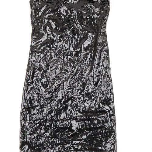 We own the night Womens Black  Polyester Bodycon  Size S  Square Neck Zip