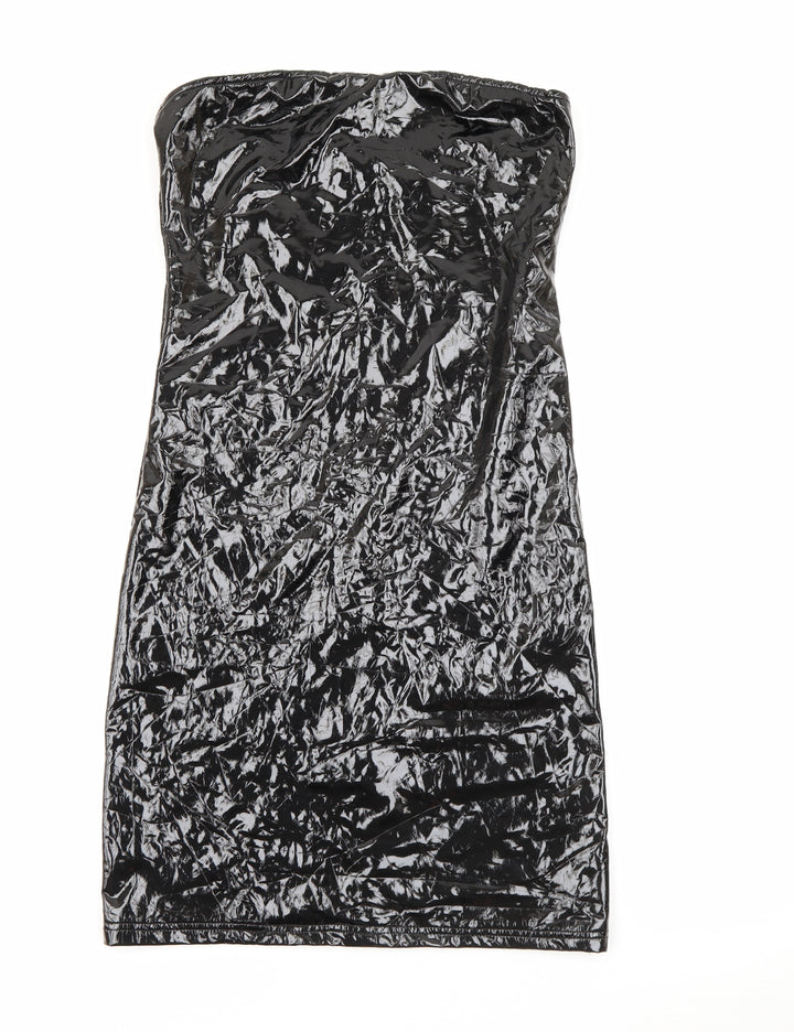 We own the night Womens Black Polyester Bodycon Size S Square Neck Zip