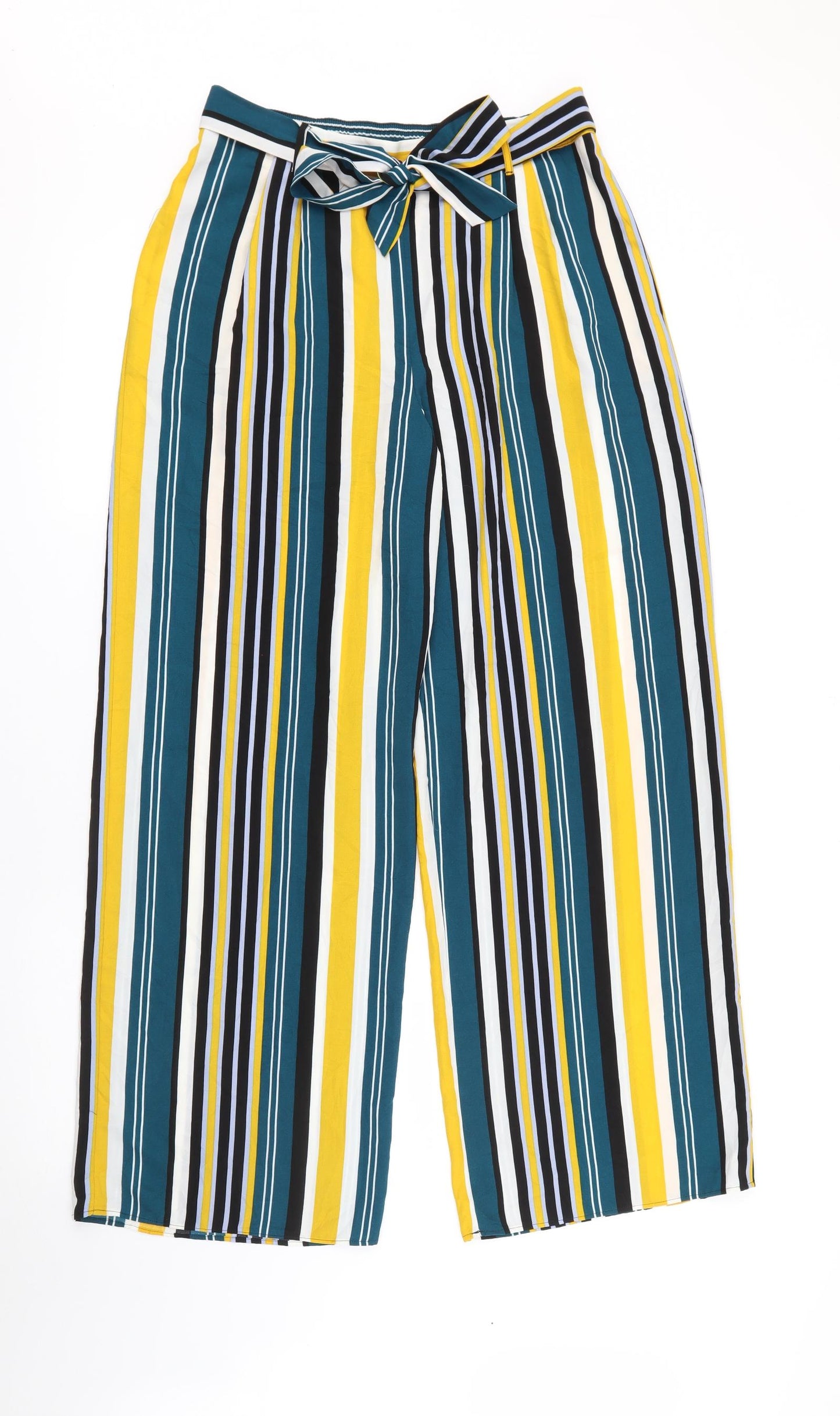 Papaya Womens Multicoloured Striped Polyester Bloomer Trousers Size 12 L29 in Regular Tie