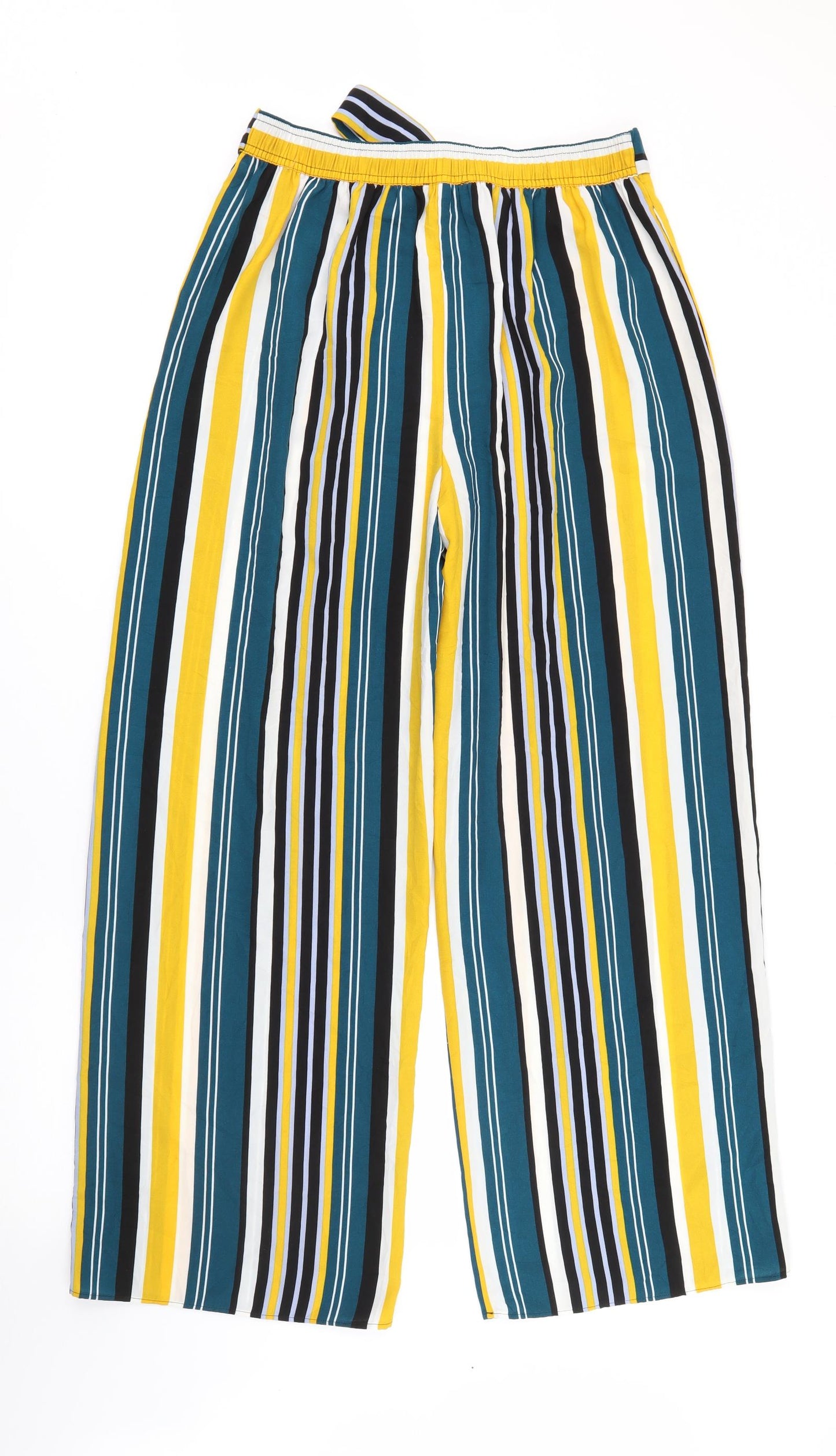 Papaya Womens Multicoloured Striped Polyester Bloomer Trousers Size 12 L29 in Regular Tie