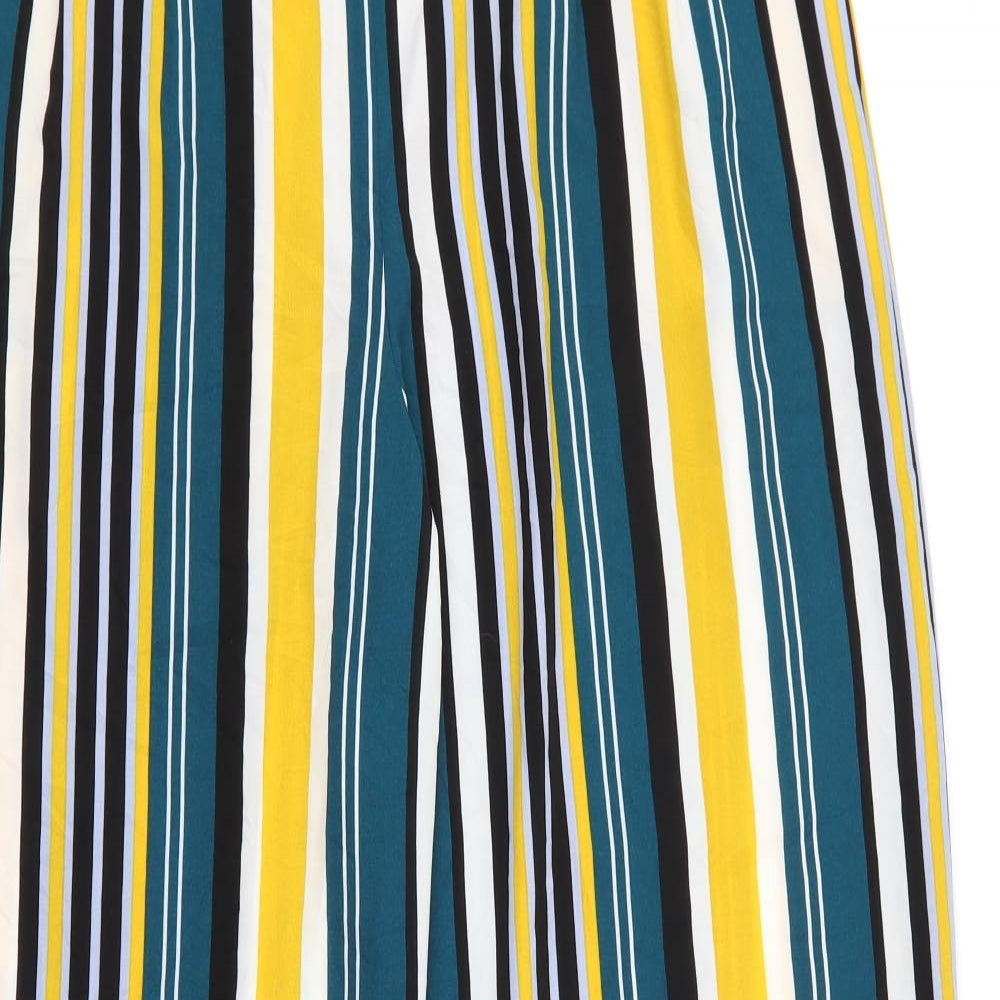 Papaya Womens Multicoloured Striped Polyester Bloomer Trousers Size 12 L29 in Regular Tie
