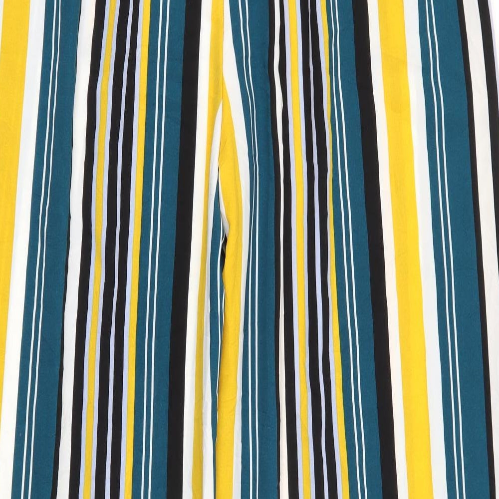 Papaya Womens Multicoloured Striped Polyester Bloomer Trousers Size 12 L29 in Regular Tie