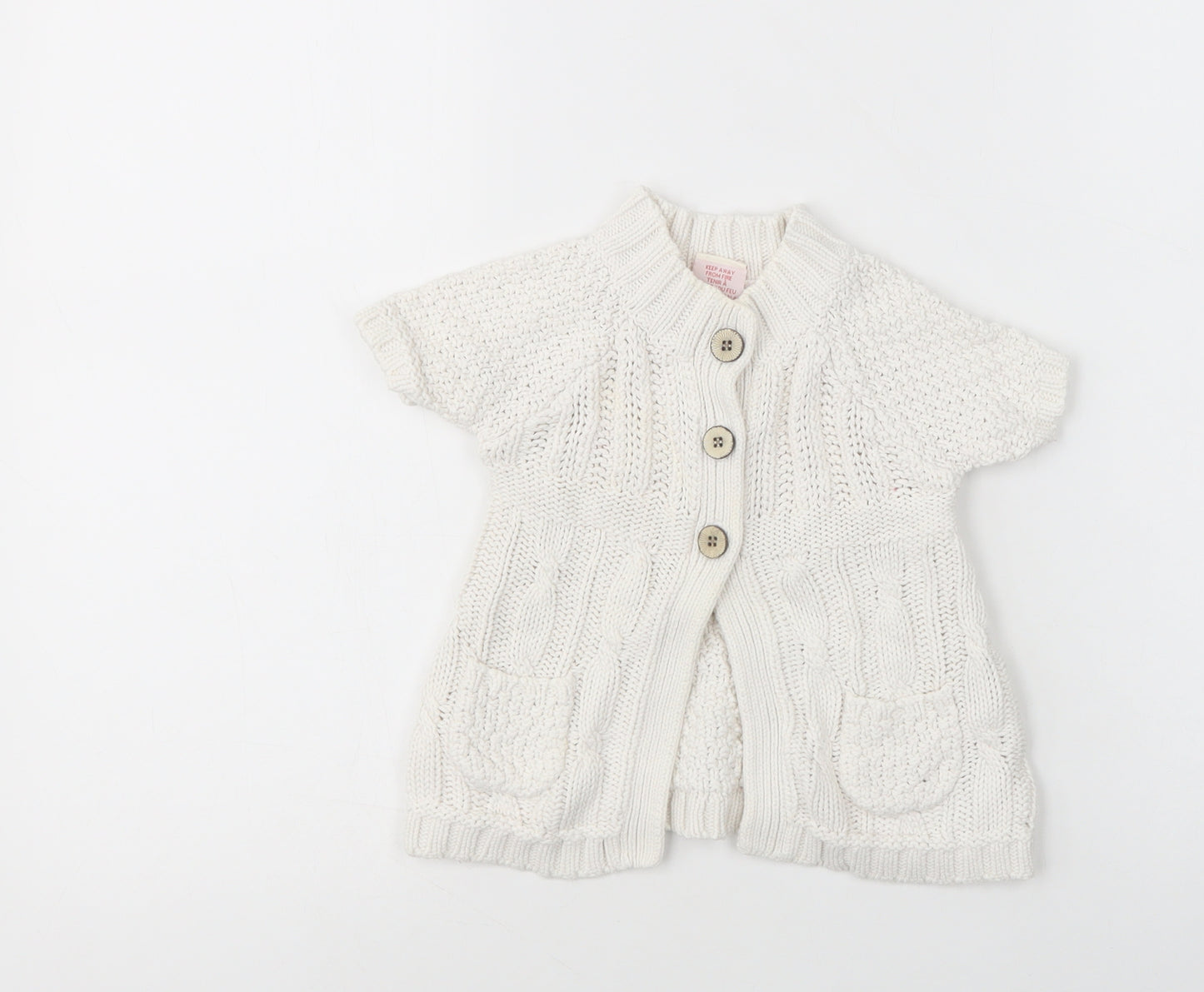 Jillian's Closet Baby White  Cotton Cardigan Jumper Size 9-12 Months  Button
